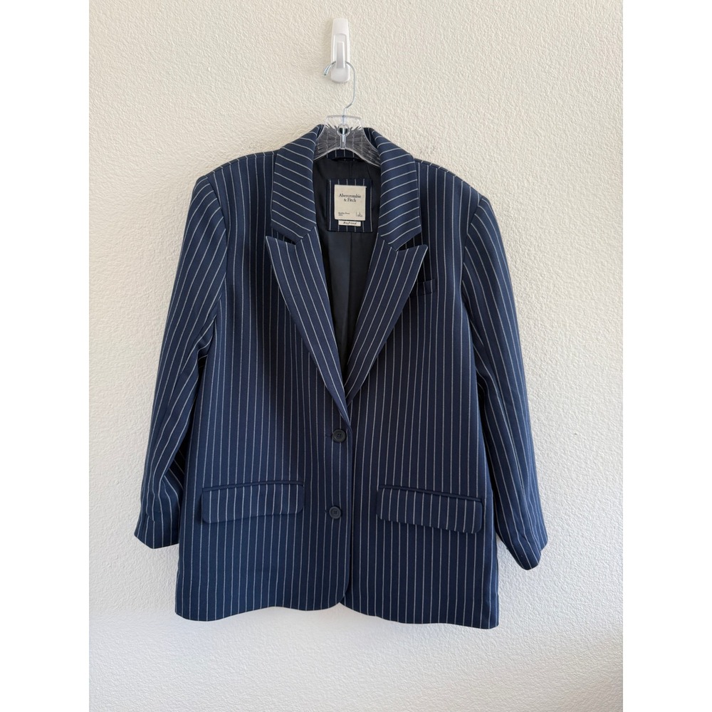 Abercrombie & Fitch Boyfriend Blazer Navy Blue Pinstripe Jacket